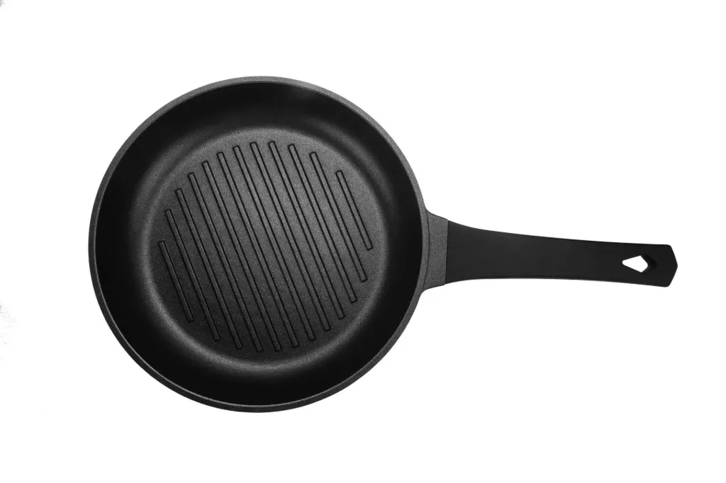 [HA-26GPLB] Grill pan round with cover and black handle