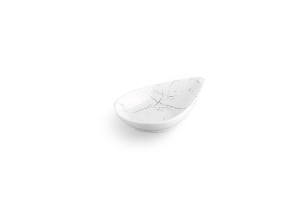 Melamine teardrop - Marmer look Silver - 8.5 inch