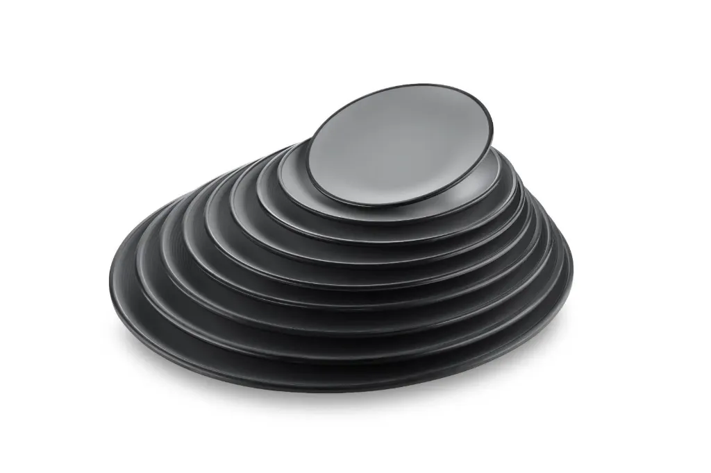 Melamine plate round - Black & Grey - 8 inch