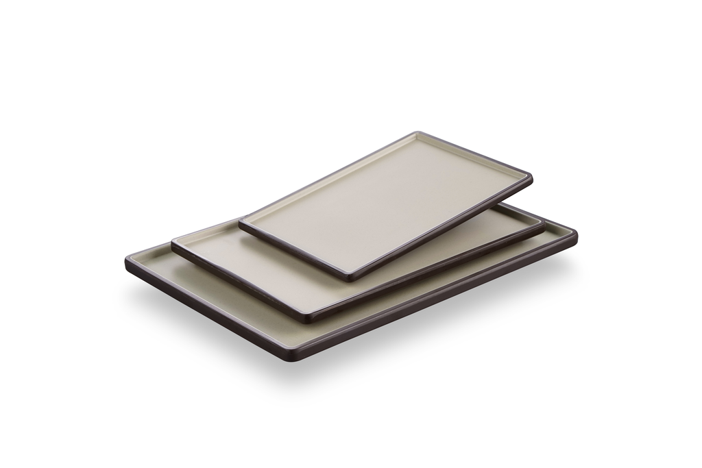 Melamine 8"Rectangular plate Sandy beige & Brown