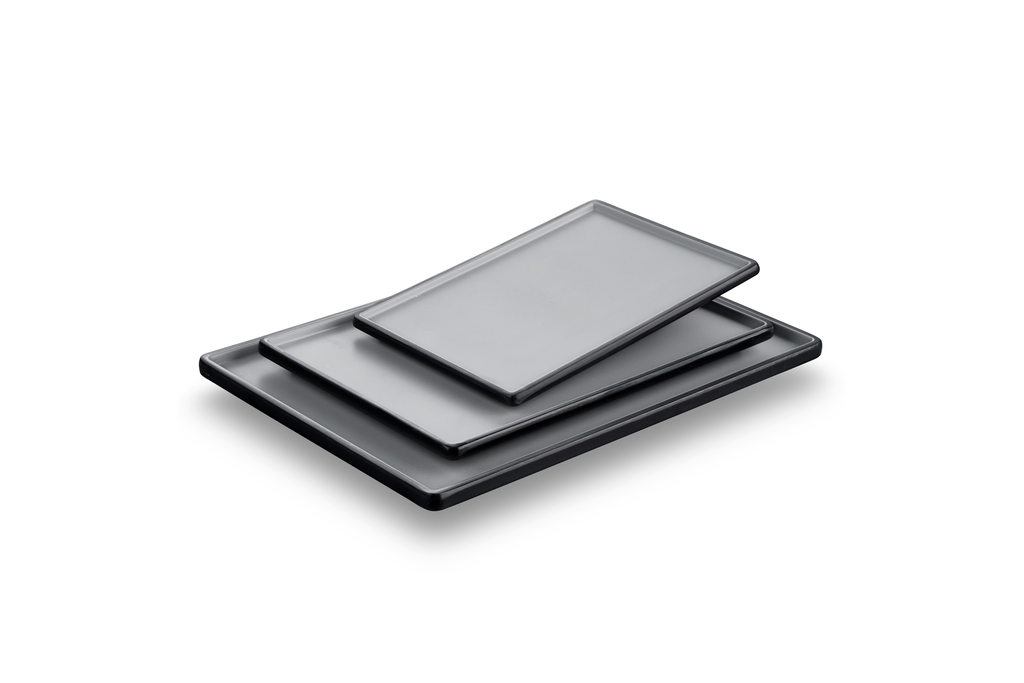 Melamine 8"Rectangular plate Black & Gray