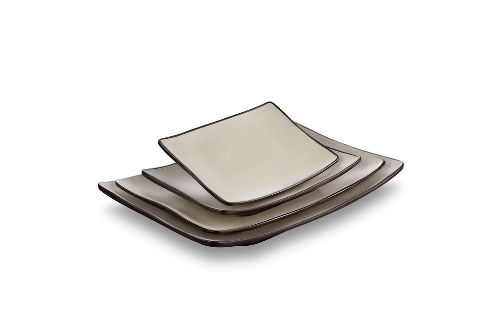 Melamine 8"Rectangular plate Sandy beige & Brown
