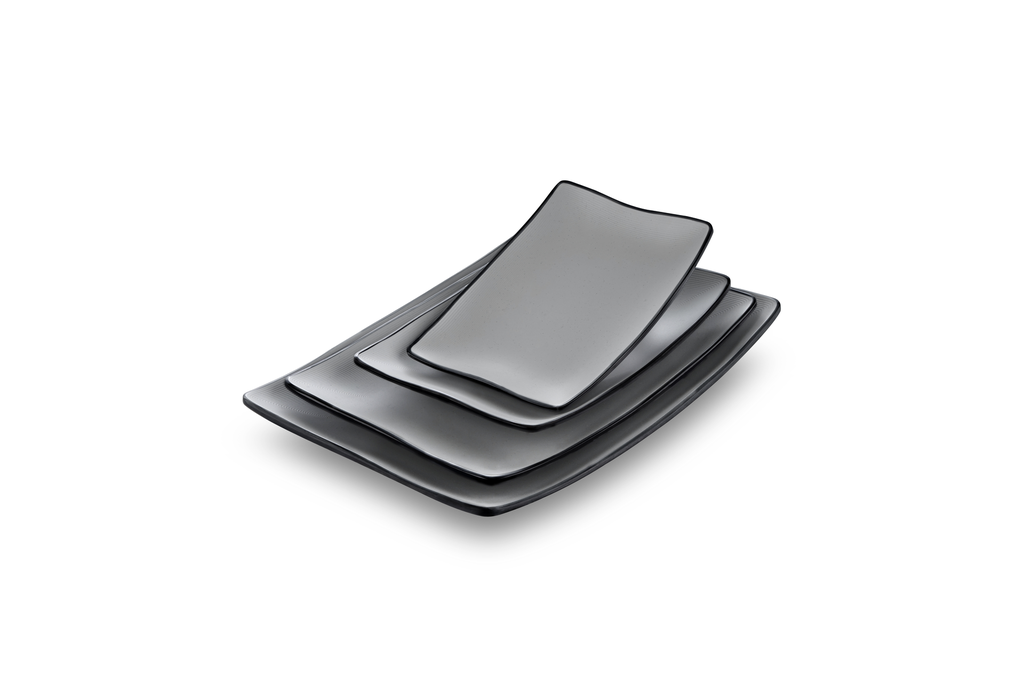 Melamine 8"Rectangular plate Black & Gray