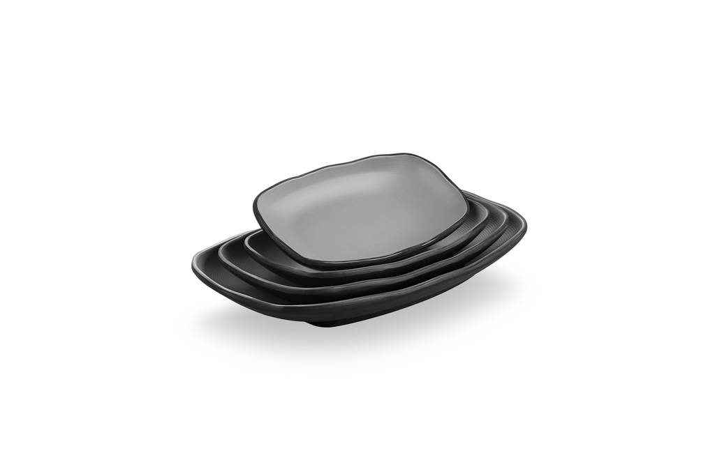 Melamine 9.2"Oblong oval plate Black & Gray
