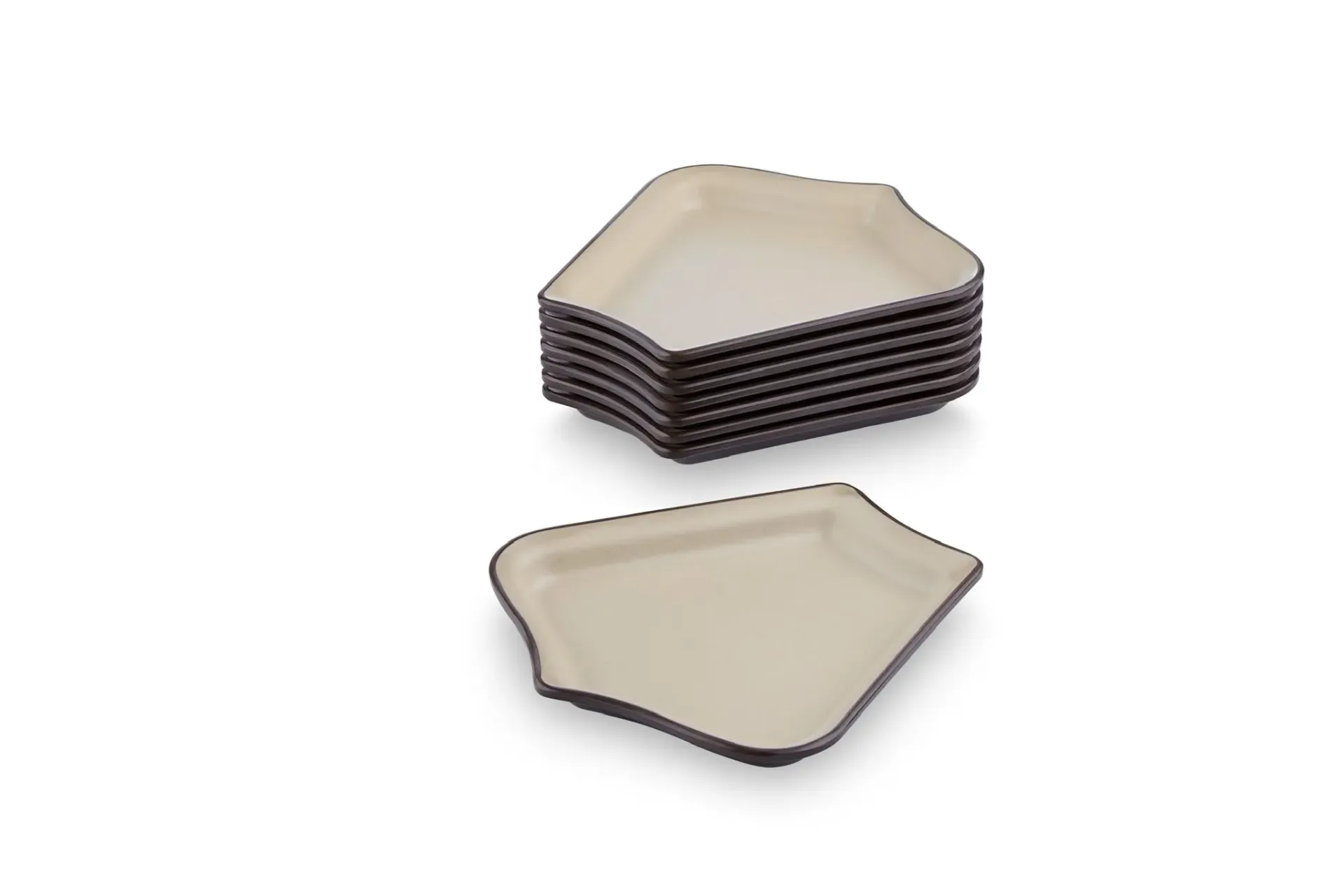 [HAMP854-9S] Melamine plate - Peach blossom - Sandy beige & Brown