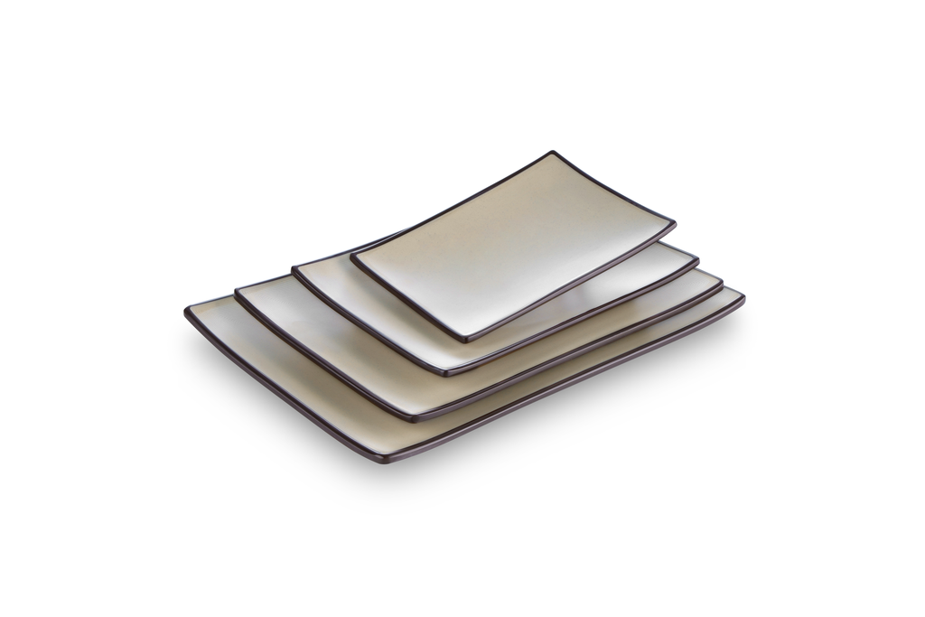 Melamine 9.8"Rectangular plate Sandy beige & Brown