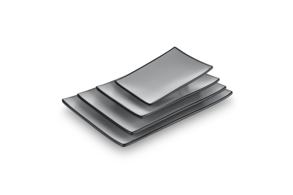 Melamine 14"Rectangular plate Black & Gray