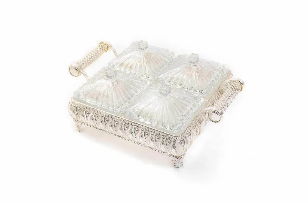 [HA-6950S] Candybox glas zilver 4-delig
