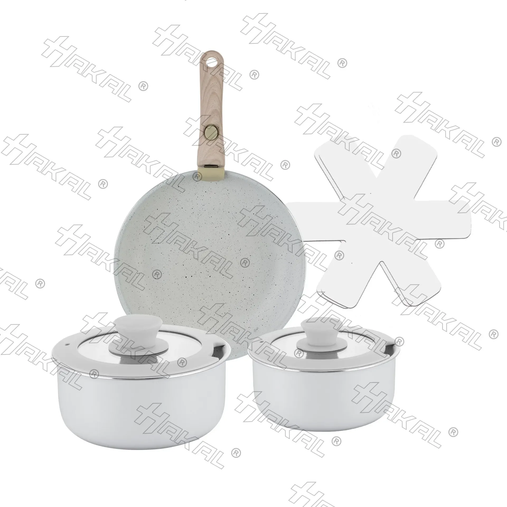 [HKA-7008WH] 8PCS COOKWARE SET/CREAM