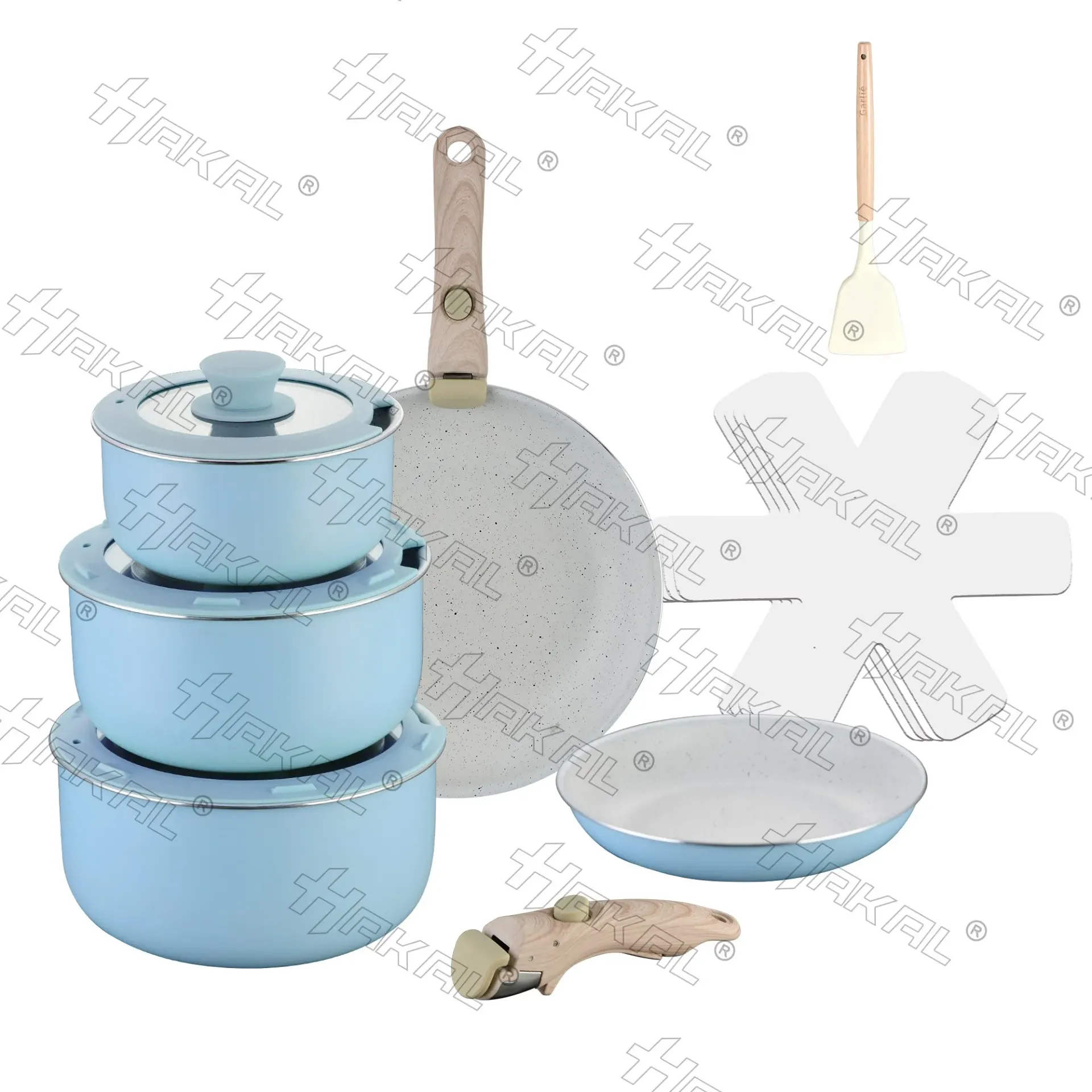 [HKA-7015PB] 15PCS COOKWARE SET/BLUE