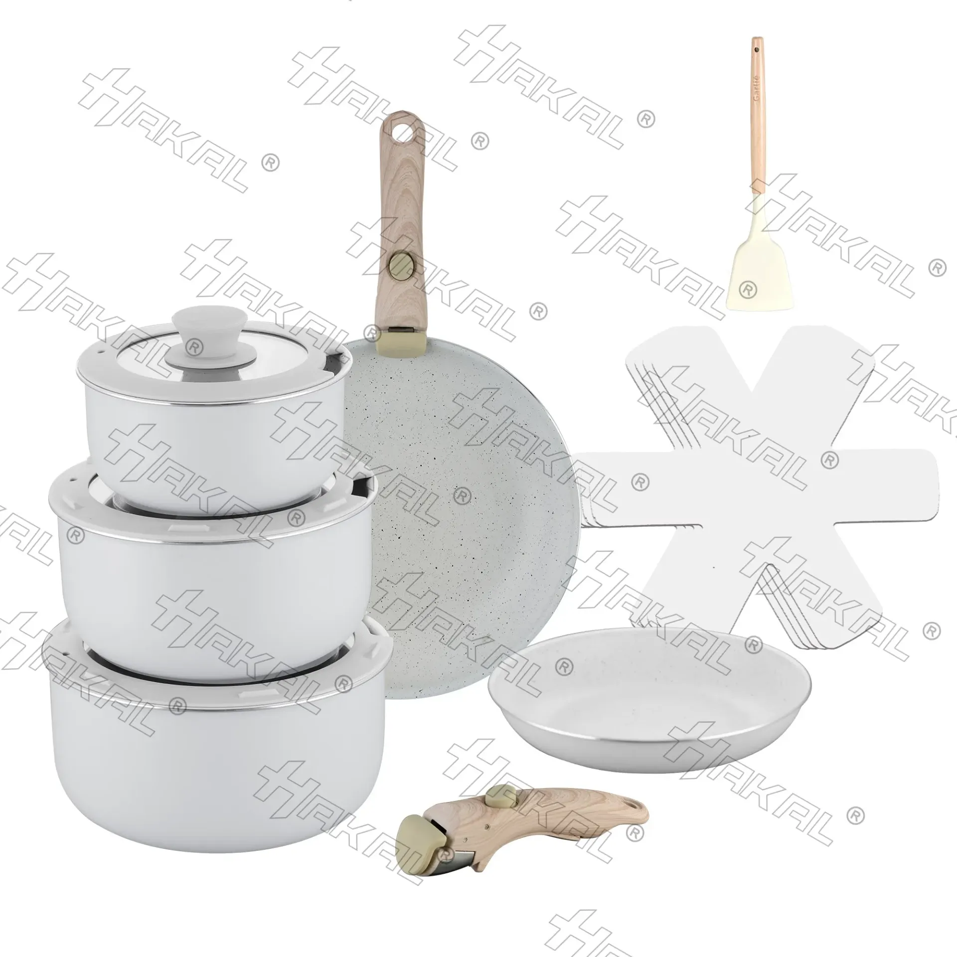 [HKA-7015WH] 15PCS COOKWARE SET/CREAM