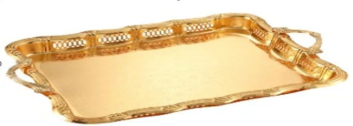 [HA26-4530S] TRAY SILVER WITH HANDLE DECO FEET