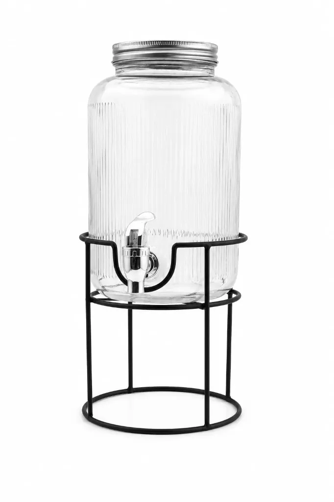[YWG260509] GLASS JUICE DISPENSER WITH METAL STAND