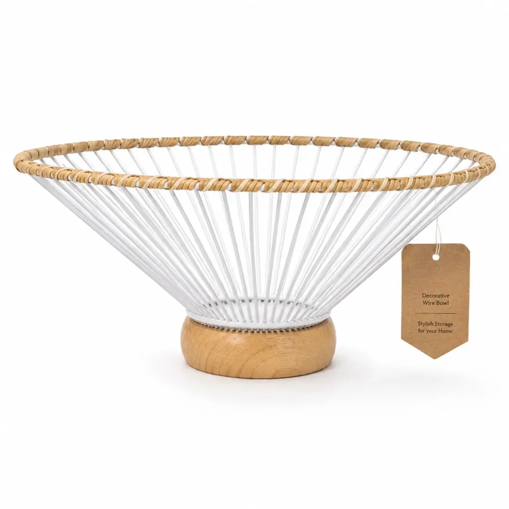 Decorative Wire Bowl - White