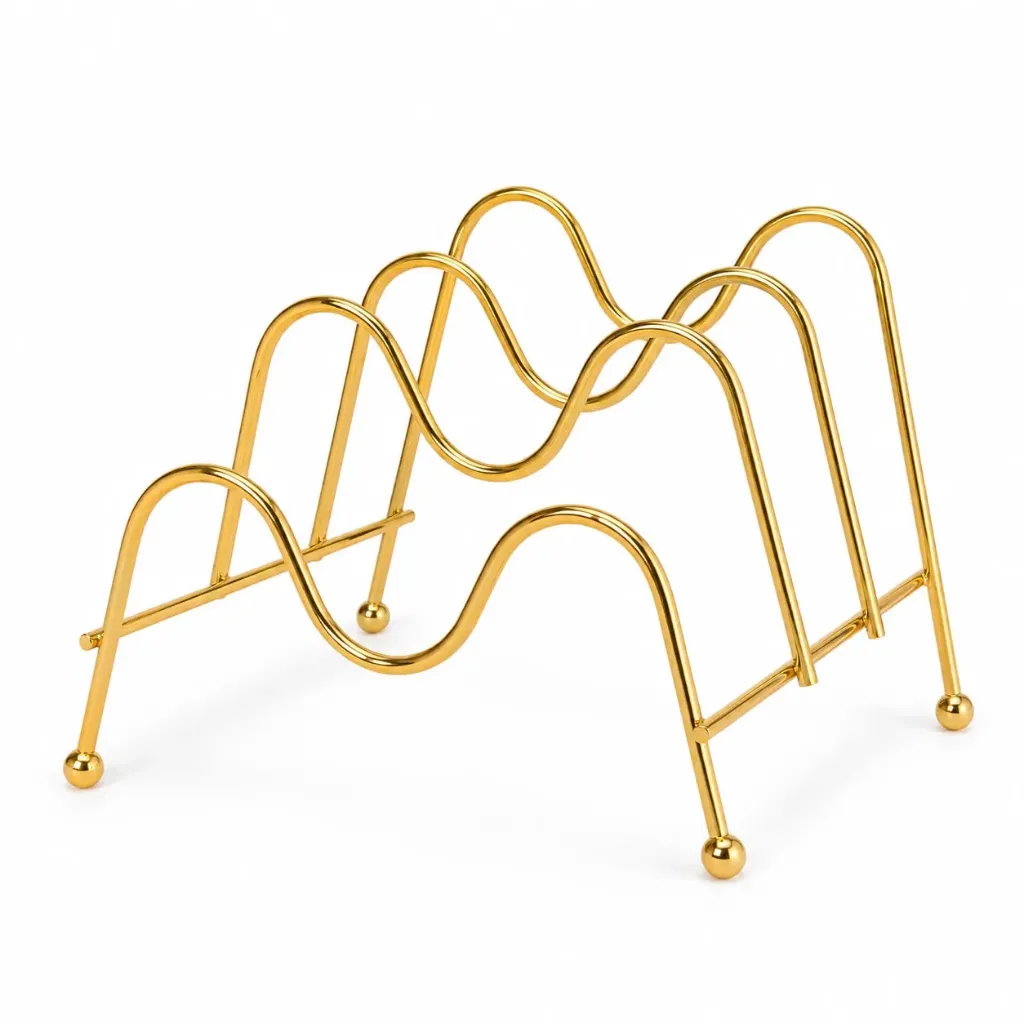 Wavy Metal Plate Holder - Gold - 3-pieces