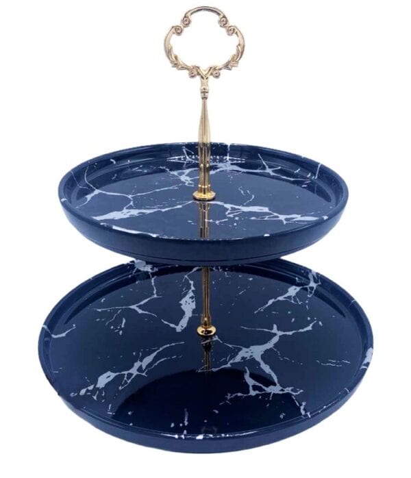 Etagiere melamine 2 laag zwart marmer