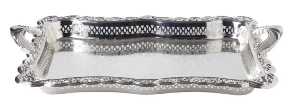 Dienblad rechthoek zilver bloem design L