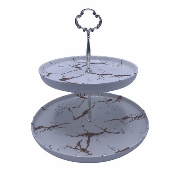 Etagiere melamine 2 laag wit marmer